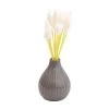 15cm White Bunny Tail Stem Artificial Plant In Grey Ceramic Vase