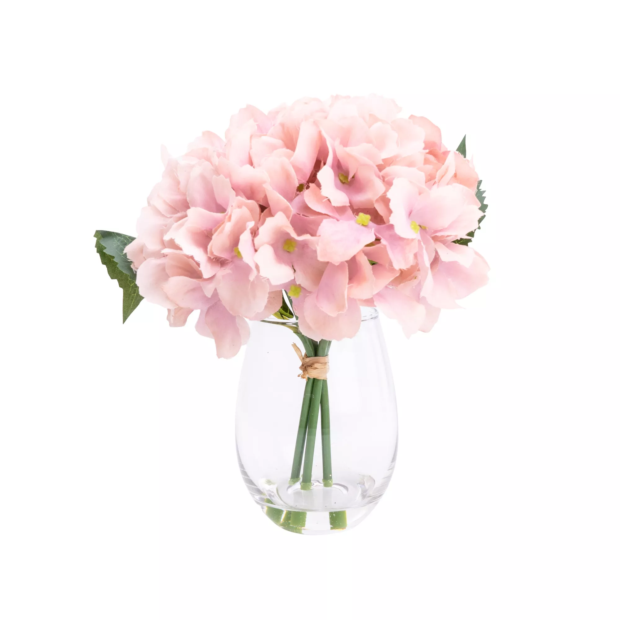 17cm Pink Hydrangeas Artificial Plant In Clear Glass Vase 3 17cm Pink Hydrangeas Artificial Plant In Clear Glass Vase