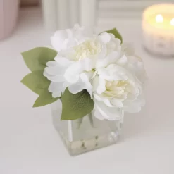 19cm White Roses Artificial Plant In Clear Square Glass Vase 7 19cm White Roses Artificial Plant In Clear Square Glass Vase -Gardens and Outdoor Stores 19cm white roses artificial plant in clear square glass vase5010795682690 01i
