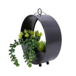 23cm Succulent Artificial Plant In Black Metal Pot -Gardens and Outdoor Stores 23cm succulent artificial plant in black metal pot5010795682485 03c bq