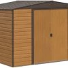 Arrow Woodvale 10x6 Apex Coffee Metal Shed -Gardens and Outdoor Stores arrow woodvale 10x6 apex coffee metal shed5013856015222 03c bq