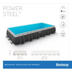 Bestway Power Steel® Plain Polyvinyl Chloride (PVC) & Steel Pool (W) 3.66m X (L) 7.32m -Gardens and Outdoor Stores bestway power steel plain polyvinyl chloride pvc steel pool w 3 66m x l 7 32m6942138987195 01t