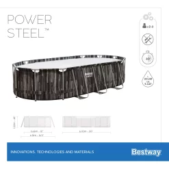 Bestway Power Steel® Wood Effect Polyvinyl Chloride (PVC) & Steel Pool (W) 3.66m X (L) 6.1m 16 Bestway Power Steel® Wood Effect Polyvinyl Chloride (PVC) & Steel Pool (W) 3.66m X (L) 6.1m -Gardens and Outdoor Stores bestway power steel wood effect polyvinyl chloride pvc steel pool w 3 66m x l 6 1m6942138983586 01t