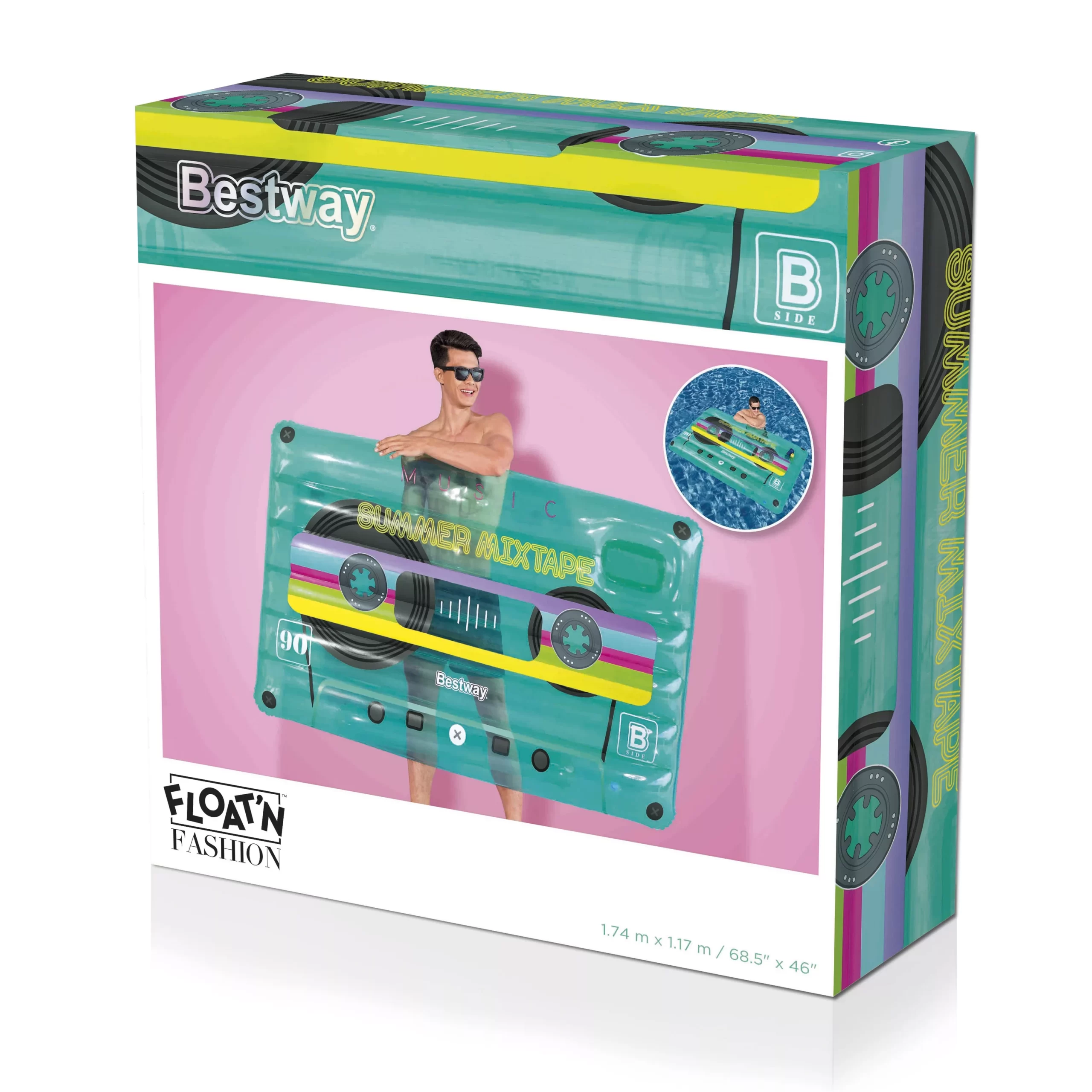 Bestway Retro Beats Multicolour Rectangular Mix Tape Inflatable Lilo 4 Bestway Retro Beats Multicolour Rectangular Mix Tape Inflatable Lilo - Image 2