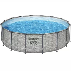 Bestway Steel Pro MAXâ„¢ Realistic Stone Print Polyvinyl Chloride (PVC) & Steel Pool (W) 4.88m X (L) 4.88m