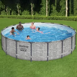 Bestway Steel Pro MAX™ Realistic Stone Print Polyvinyl Chloride (PVC) & Steel Pool (W) 5.49m X (L) 5.49m -Gardens and Outdoor Stores bestway steel pro max realistic stone print polyvinyl chloride pvc steel pool w 5 49m x l 5 49m6941607310502 02i