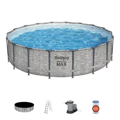 Bestway Steel Pro MAX™ Realistic Stone Print Polyvinyl Chloride (PVC) & Steel Pool (W) 5.49m X (L) 5.49m -Gardens and Outdoor Stores bestway steel pro max realistic stone print polyvinyl chloride pvc steel pool w 5 49m x l 5 49m6941607310502 10c