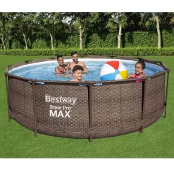 Bestway Steel Pro Rattan Print Metal & Plastic Pool -Gardens and Outdoor Stores bestway steel pro rattan print metal plastic pool6942138986228 01i bq