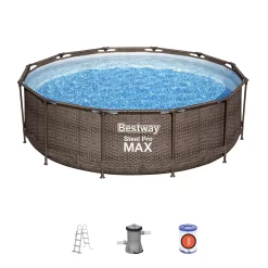 Bestway Steel Pro Rattan Print Metal & Plastic Pool -Gardens and Outdoor Stores bestway steel pro rattan print metal plastic pool6942138986228 36c bq