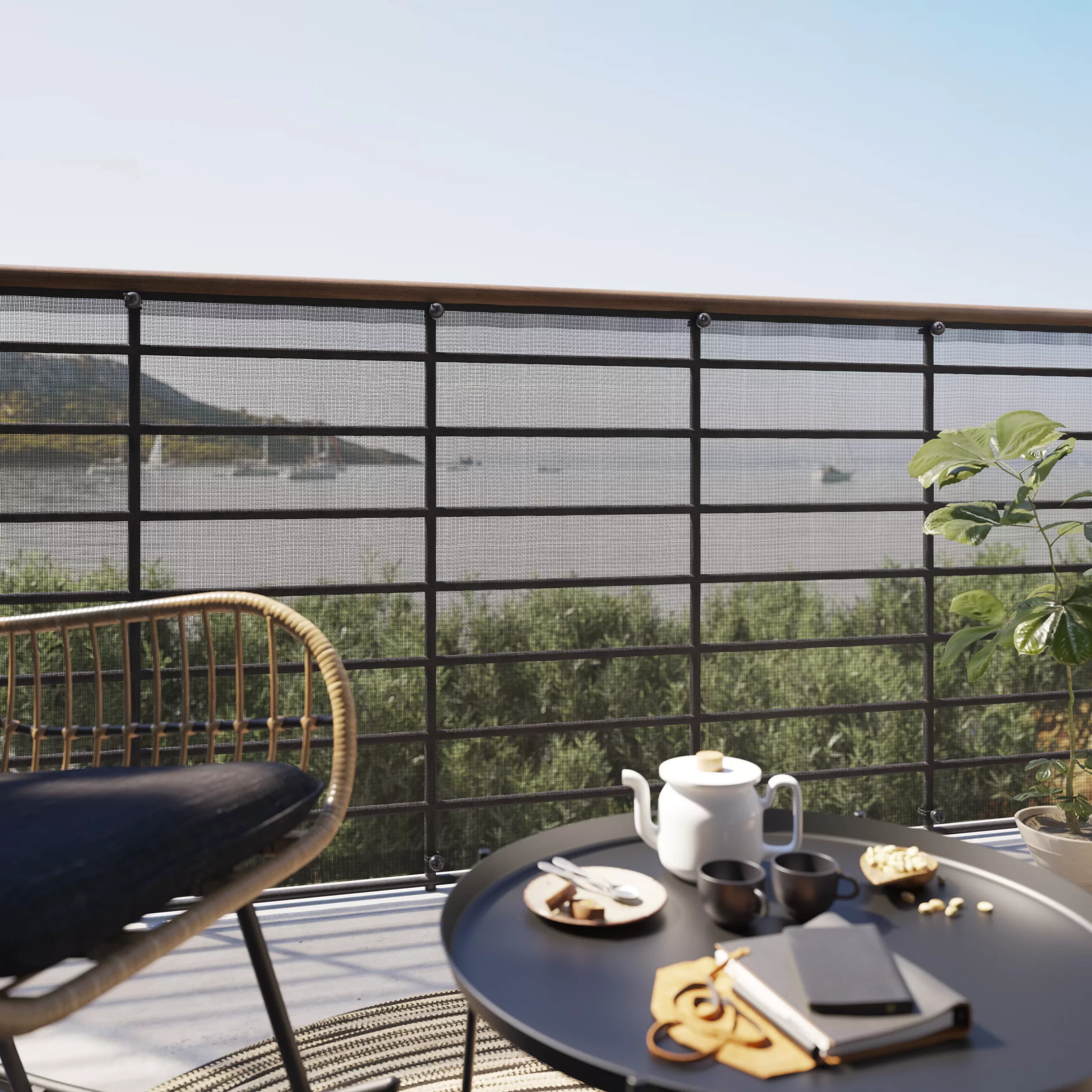 Black Polyester (PES) & PVC Garden Screen (H)1m (W)3m 9 Black Polyester (PES) & PVC Garden Screen (H)1m (W)3m - Image 7