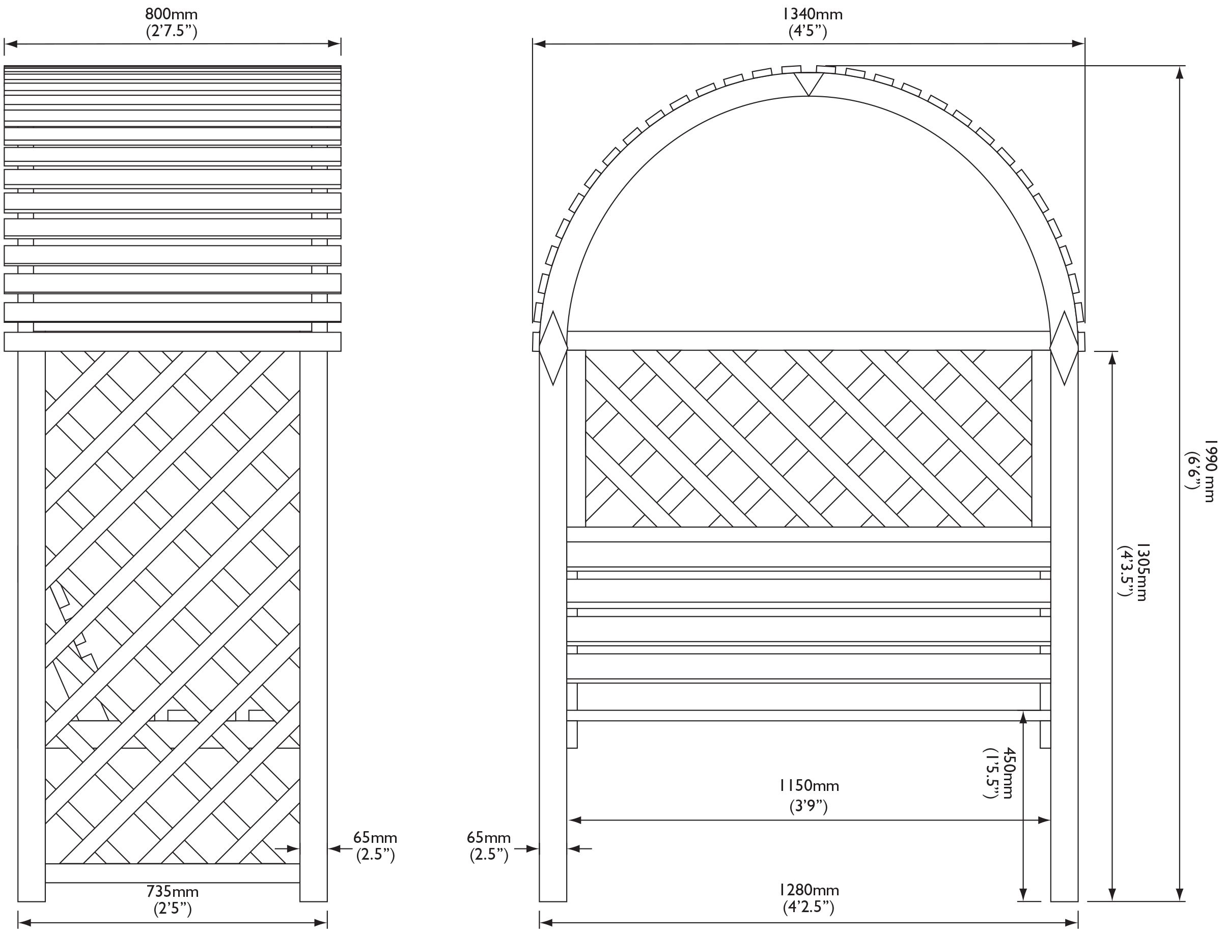 Blooma Chiltern Arbour, (H)1990mm (W)1340mm (D)800mm - Assembly Service Included 7 Blooma Chiltern Arbour, (H)1990mm (W)1340mm (D)800mm - Assembly Service Included - Image 5
