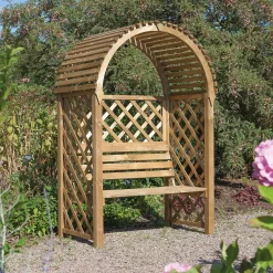 Blooma Chiltern Round Top Arbour, (H)1990mm (W)1340mm (D)800mm - Assembly Required