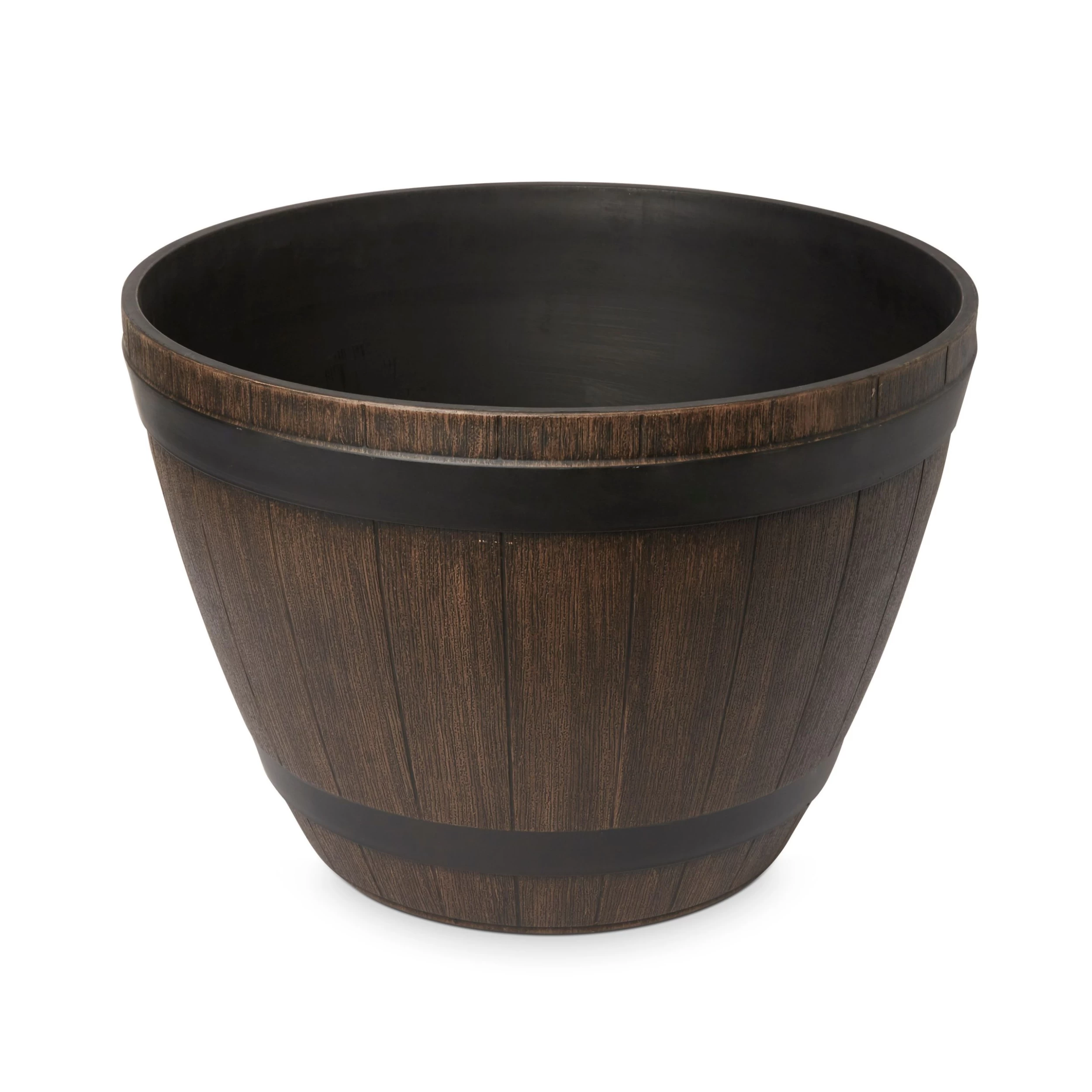 Blooma Lule Wood Effect Plastic Round Plant Pot (Dia)52cm 3 Blooma Lule Wood Effect Plastic Round Plant Pot (Dia)52cm