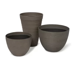 Blooma Momoka Grey Stone Effect Plastic Circular Plant Pot (Dia)50cm