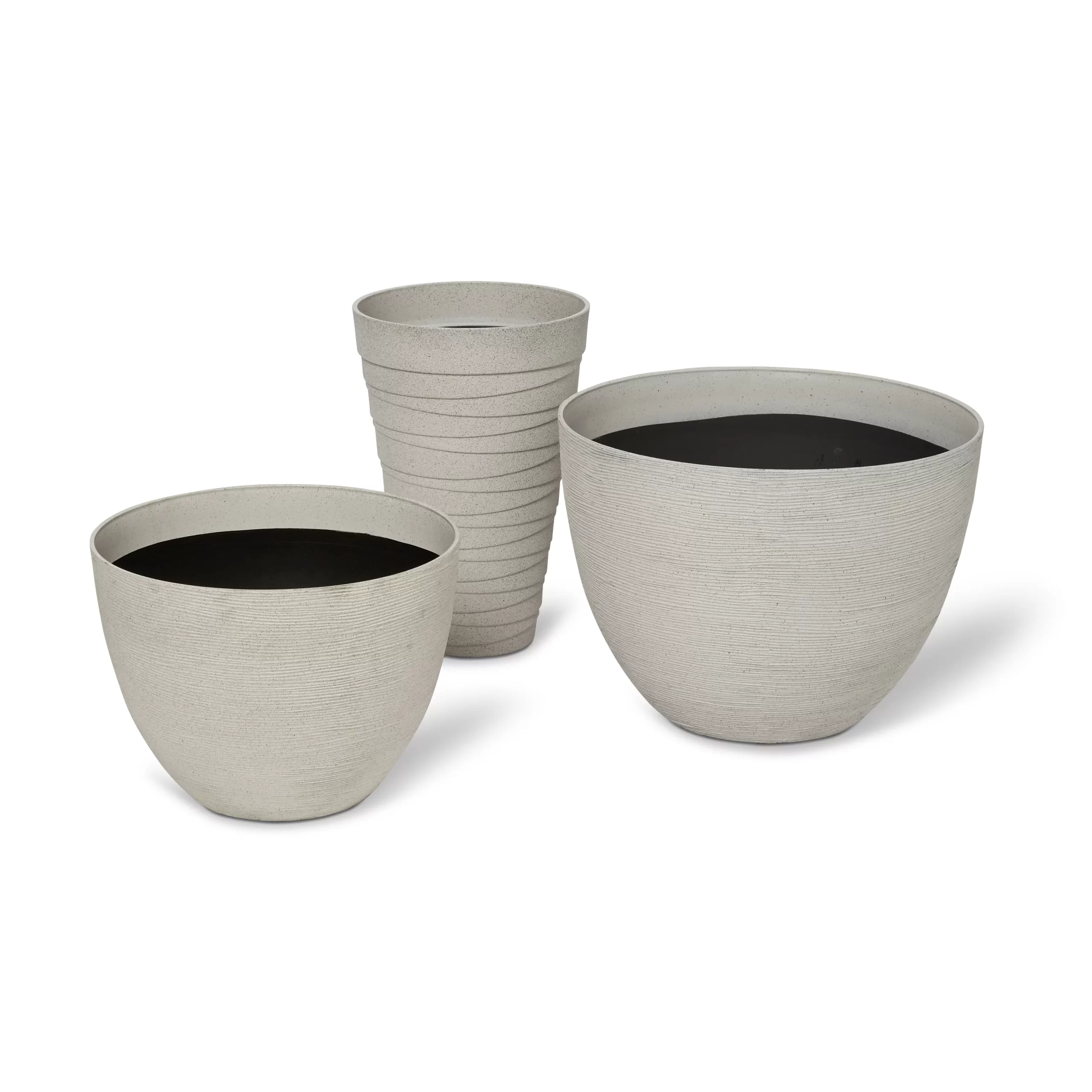 Blooma Momoka Taupe Stone Effect Plastic Circular Plant Pot (Dia)50cm 4 Blooma Momoka Taupe Stone Effect Plastic Circular Plant Pot (Dia)50cm - Image 2