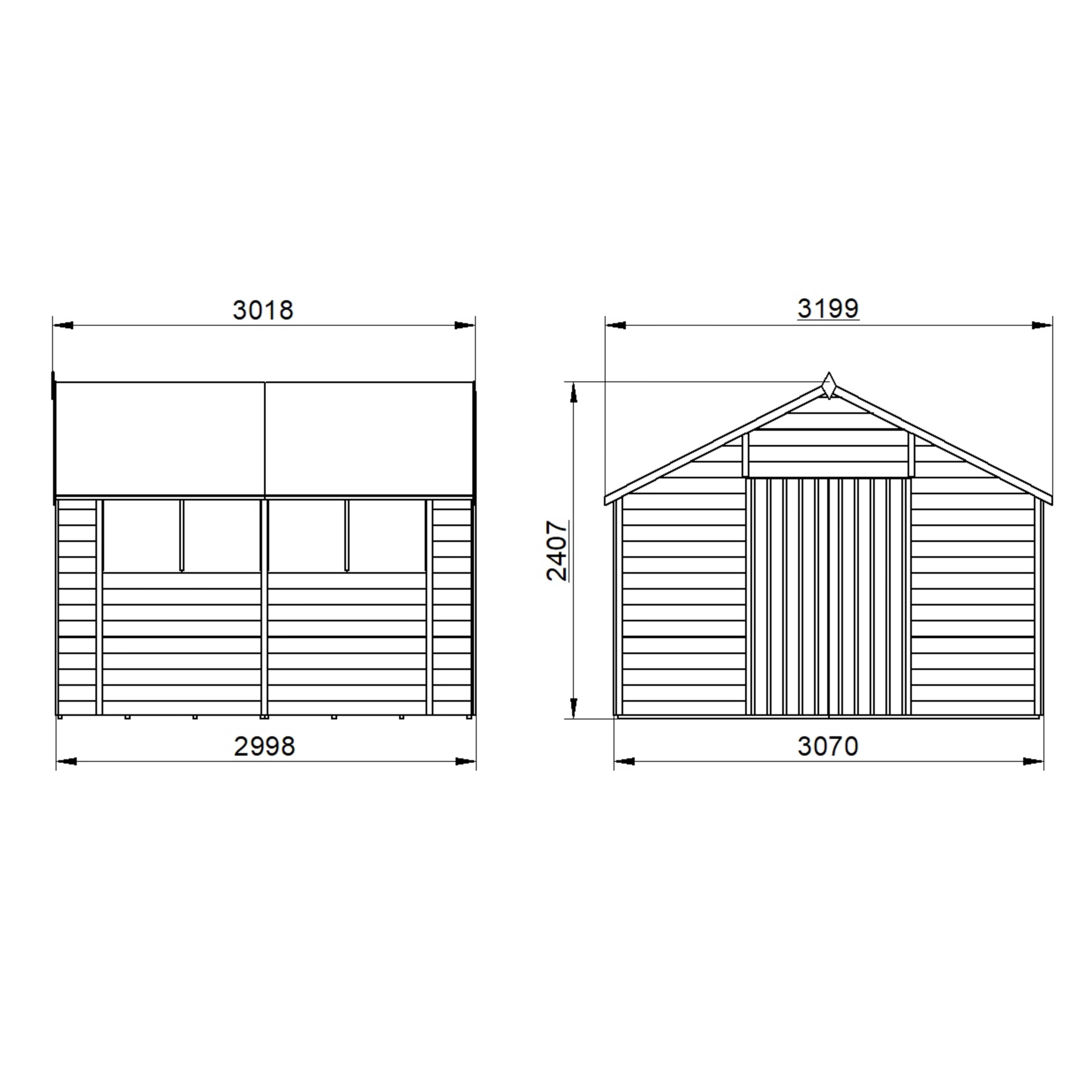Forest Garden 10x10 Ft Apex Overlap Wooden 2 Door 4 Windows Shed With Floor - Assembly Service Included 9 Forest Garden 10x10 Ft Apex Overlap Wooden 2 Door 4 Windows Shed With Floor - Assembly Service Included - Image 7