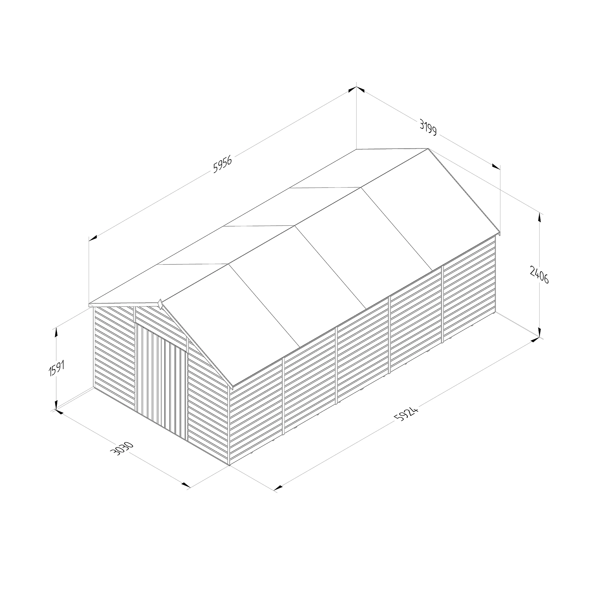 Forest Garden 10x20 Apex Dip Treated Shiplap Wooden Shed With Floor (Base Included) 9 Forest Garden 10x20 Apex Dip Treated Shiplap Wooden Shed With Floor (Base Included) - Image 7