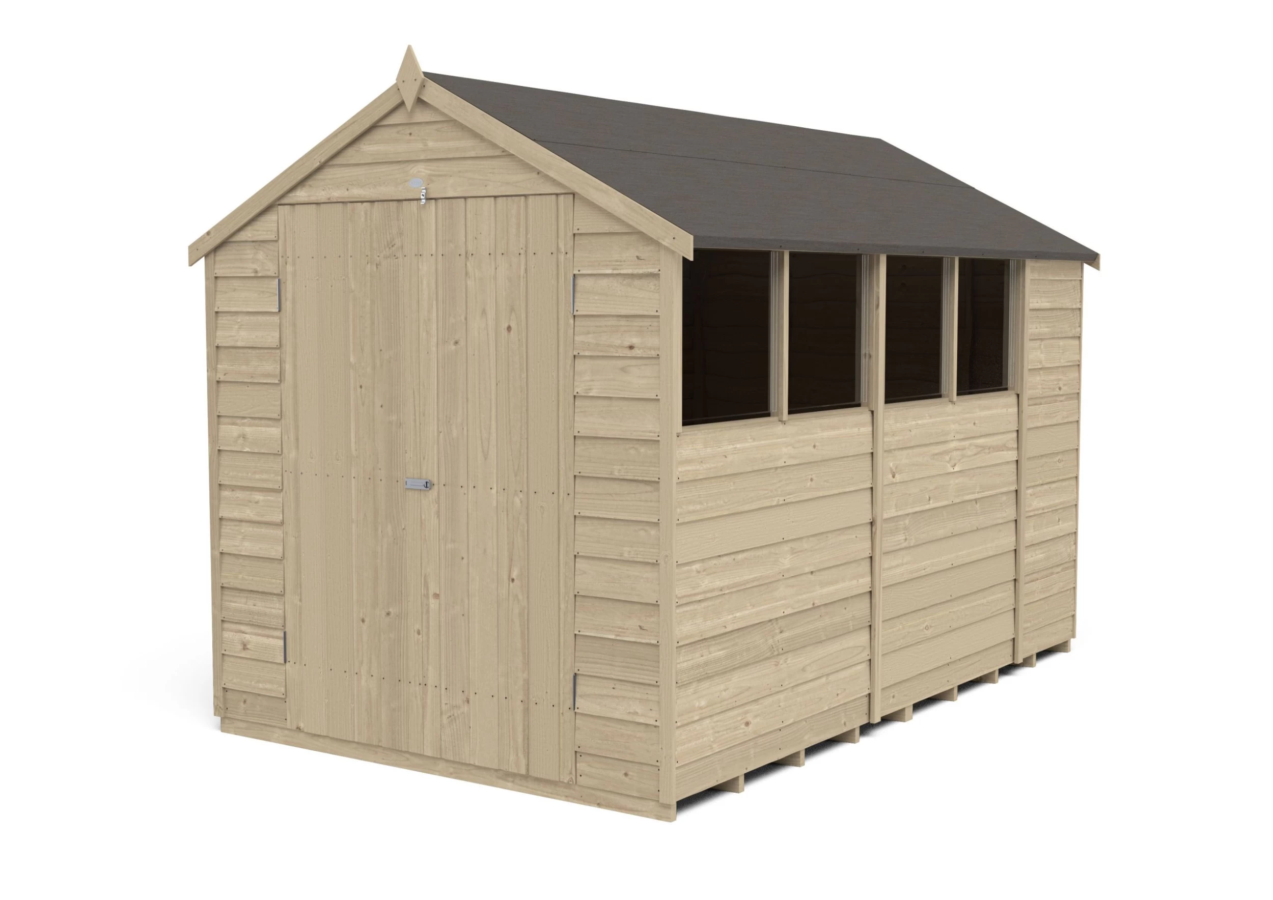 Forest Garden 10x6 Ft Apex Overlap Wooden 2 Door 4 Windows Shed With Floor - Assembly Service Included 4 Forest Garden 10x6 Ft Apex Overlap Wooden 2 Door 4 Windows Shed With Floor - Assembly Service Included - Image 2