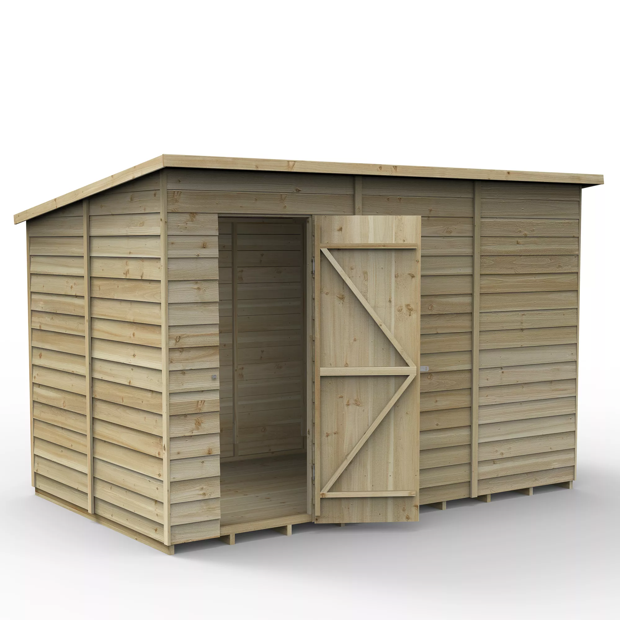 Forest Garden 10x6 Pent Pressure Treated Overlap Wooden Shed With Floor (Base Included) - Assembly Service Included 3 Forest Garden 10x6 Pent Pressure Treated Overlap Wooden Shed With Floor (Base Included) - Assembly Service Included
