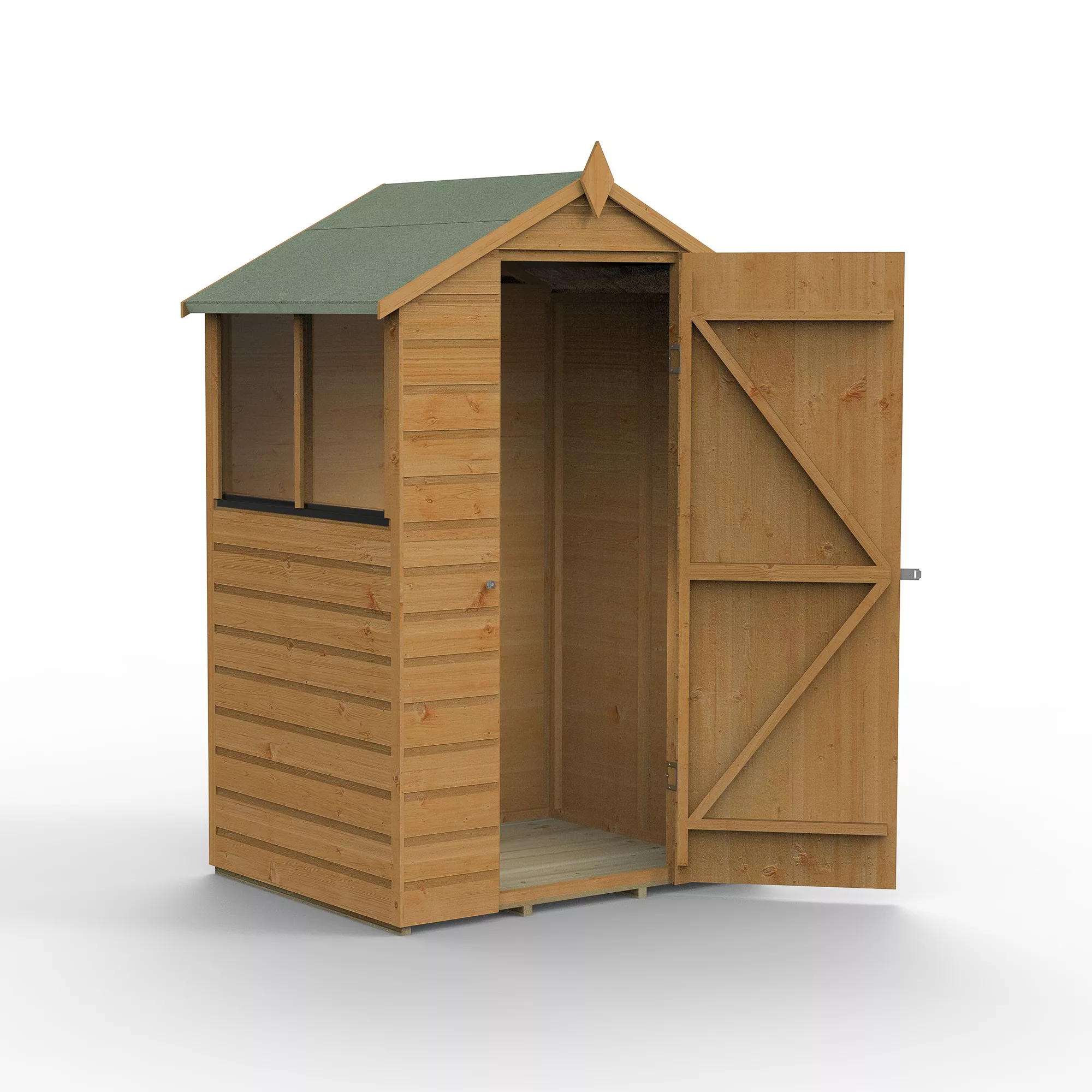 Forest Garden 4x3 Apex Dip Treated Shiplap Wooden Shed With Floor (Base Included) 3 Forest Garden 4x3 Apex Dip Treated Shiplap Wooden Shed With Floor (Base Included)