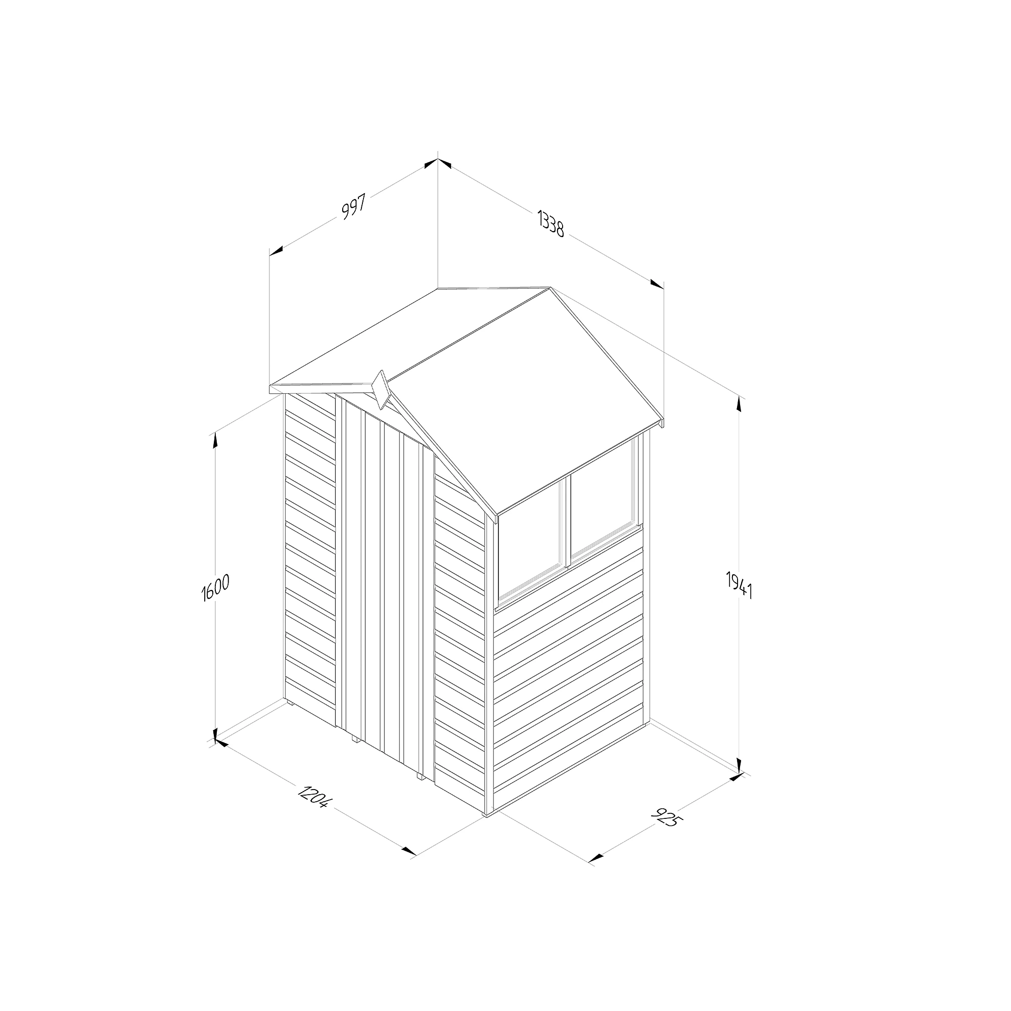 Forest Garden 4x3 Apex Dip Treated Shiplap Wooden Shed With Floor (Base Included) 6 Forest Garden 4x3 Apex Dip Treated Shiplap Wooden Shed With Floor (Base Included) - Image 4