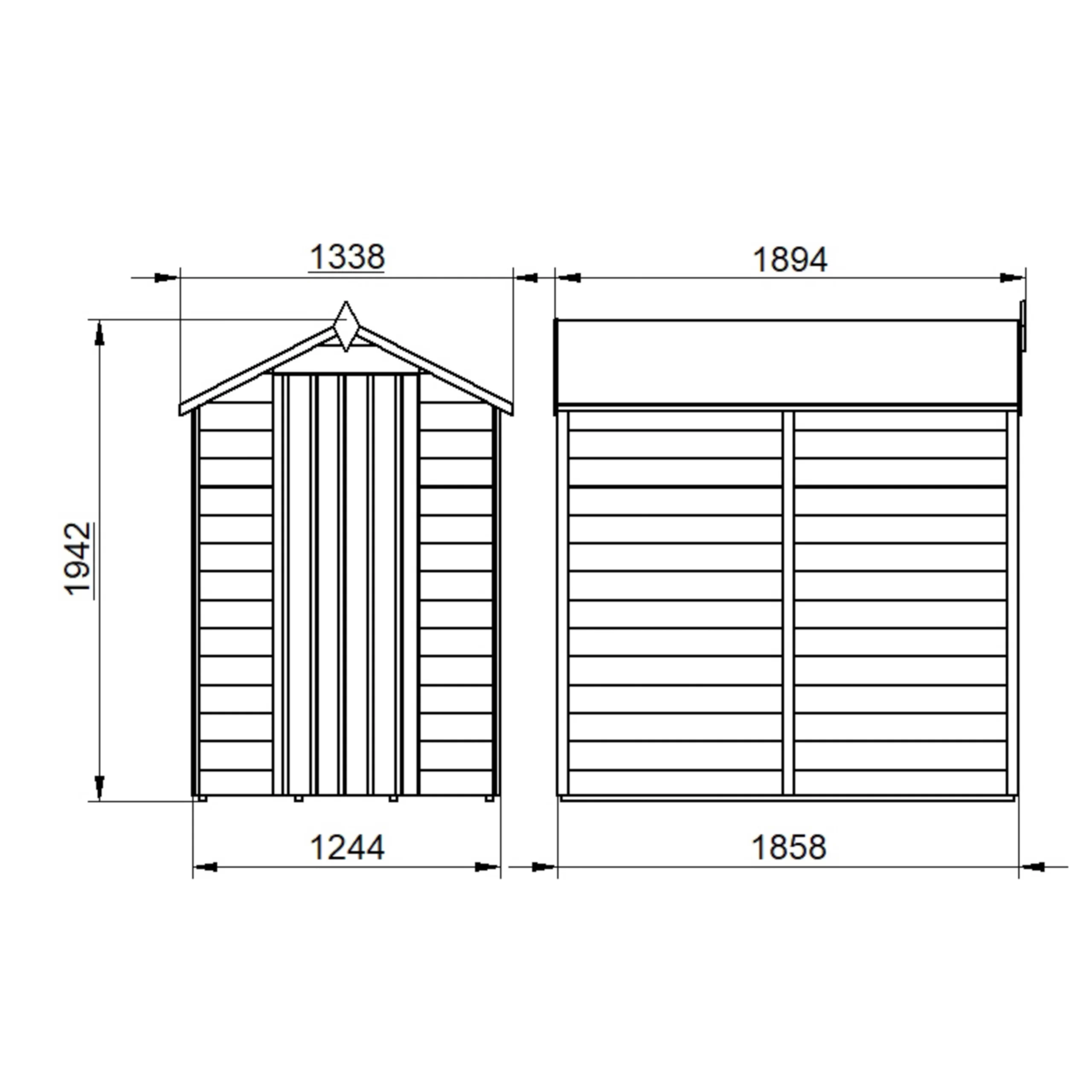 Forest Garden 6x4 Apex Dip Treated Overlap Wooden Shed With Floor - Assembly Service Included 9 Forest Garden 6x4 Apex Dip Treated Overlap Wooden Shed With Floor - Assembly Service Included - Image 7