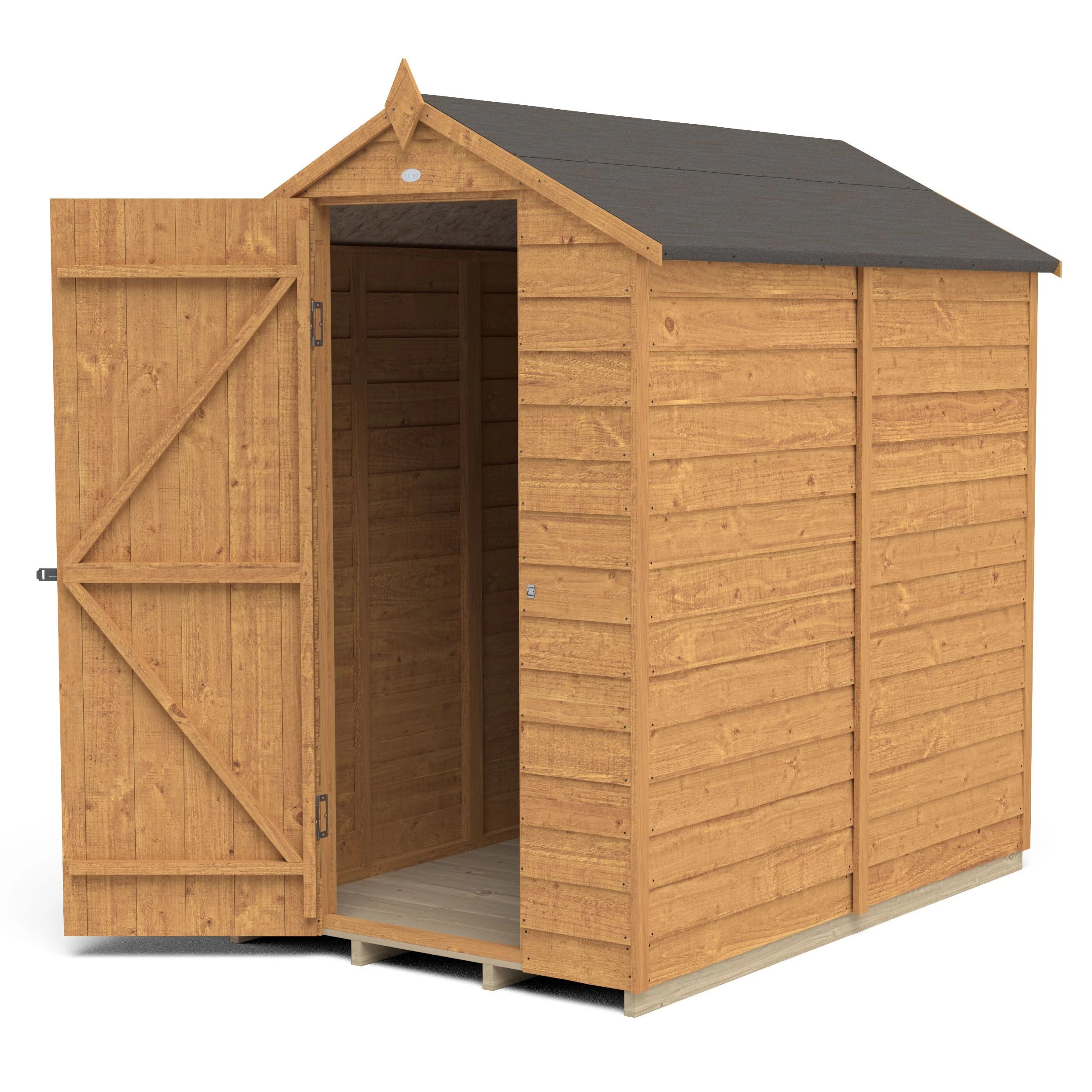 Forest Garden 6x4 Apex Dip Treated Overlap Wooden Shed With Floor - Assembly Service Included 6 Forest Garden 6x4 Apex Dip Treated Overlap Wooden Shed With Floor - Assembly Service Included - Image 4