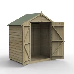 Forest Garden 6x4 Apex Pressure Treated Overlap Wooden Shed With Floor (Base Included)