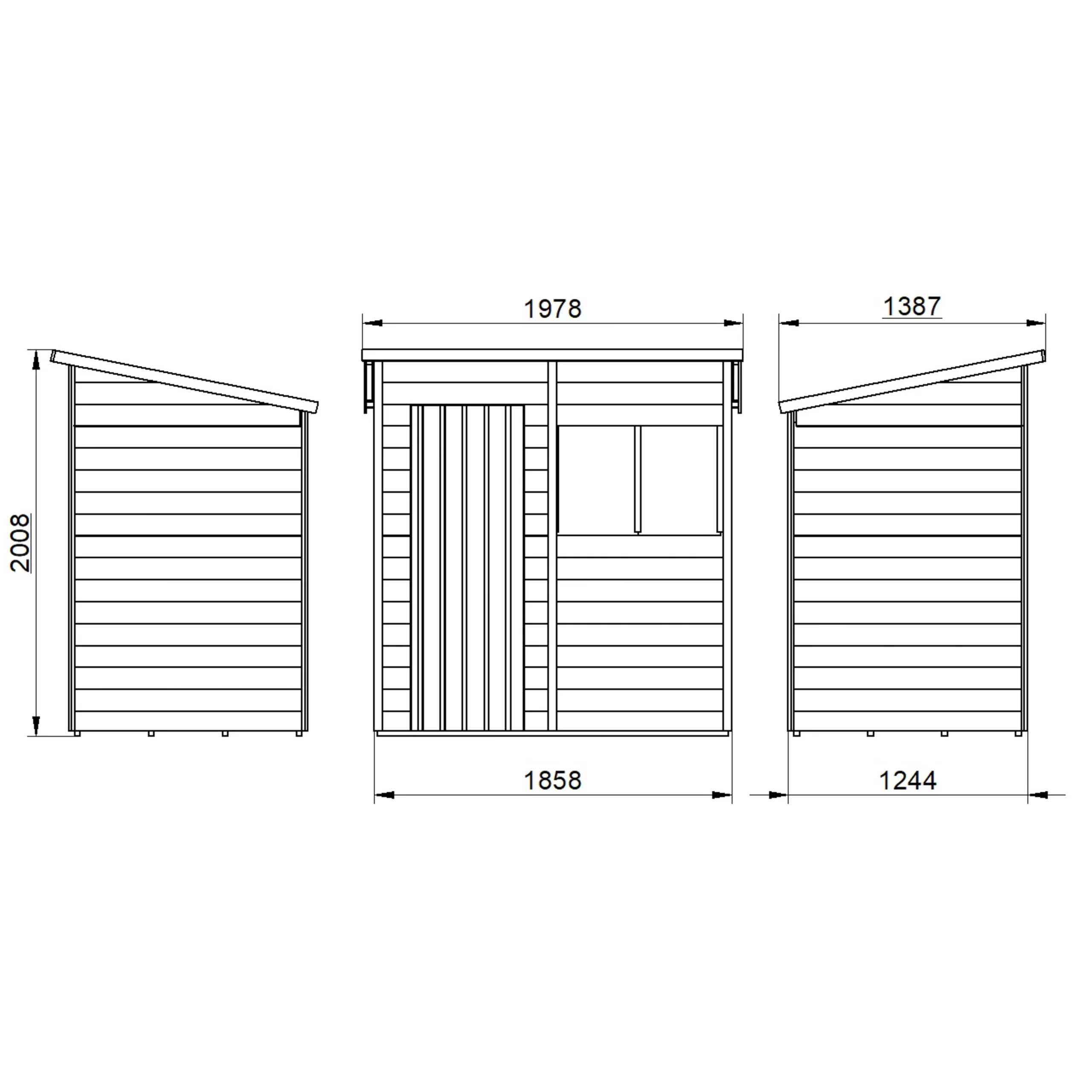 Forest Garden 6x4 Pent Pressure Treated Overlap Wooden Shed With Floor (Base Included) - Assembly Service Included 9 Forest Garden 6x4 Pent Pressure Treated Overlap Wooden Shed With Floor (Base Included) - Assembly Service Included - Image 7