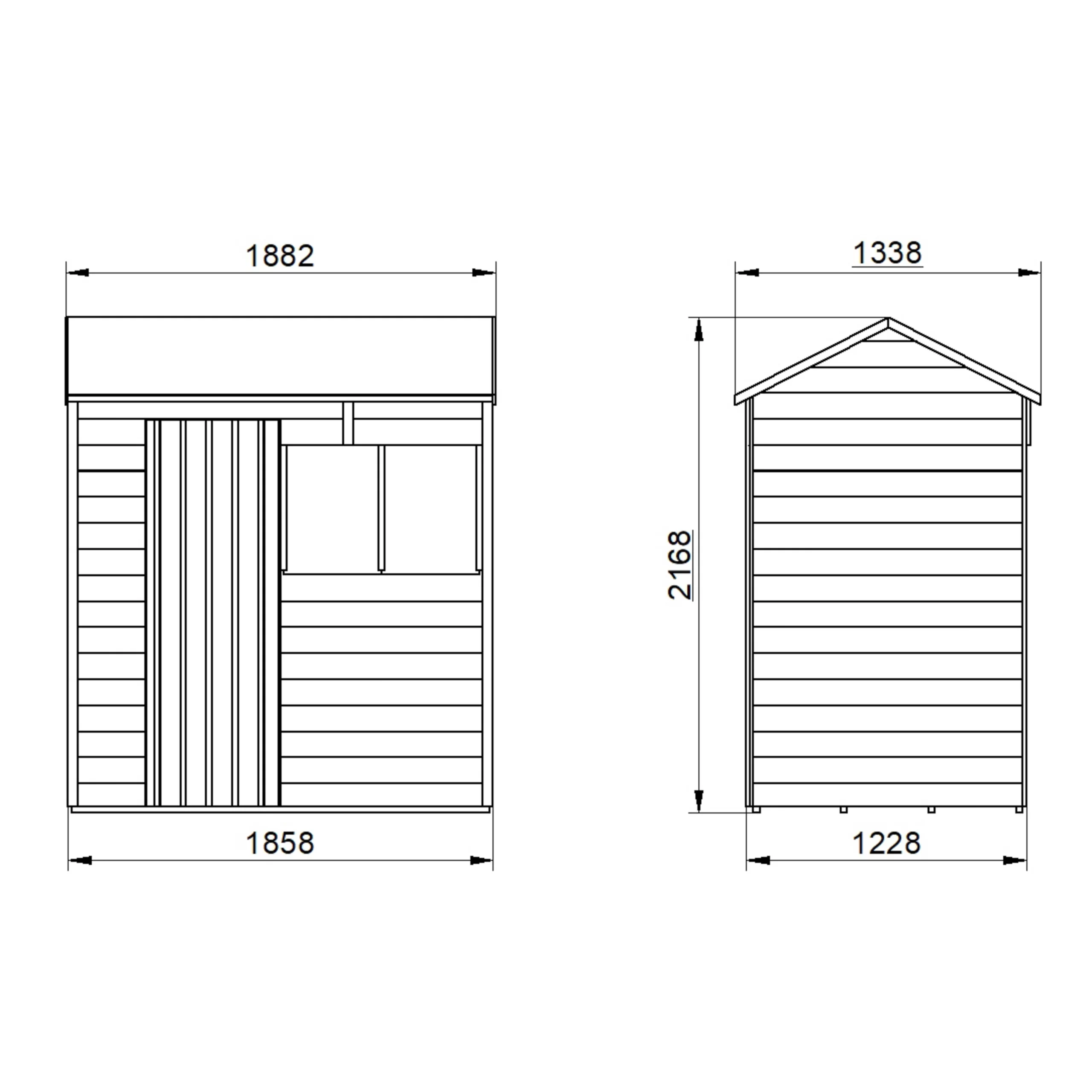 Forest Garden 6x4 Reverse Apex Dip Treated Overlap Wooden Shed With Floor 9 Forest Garden 6x4 Reverse Apex Dip Treated Overlap Wooden Shed With Floor - Image 7