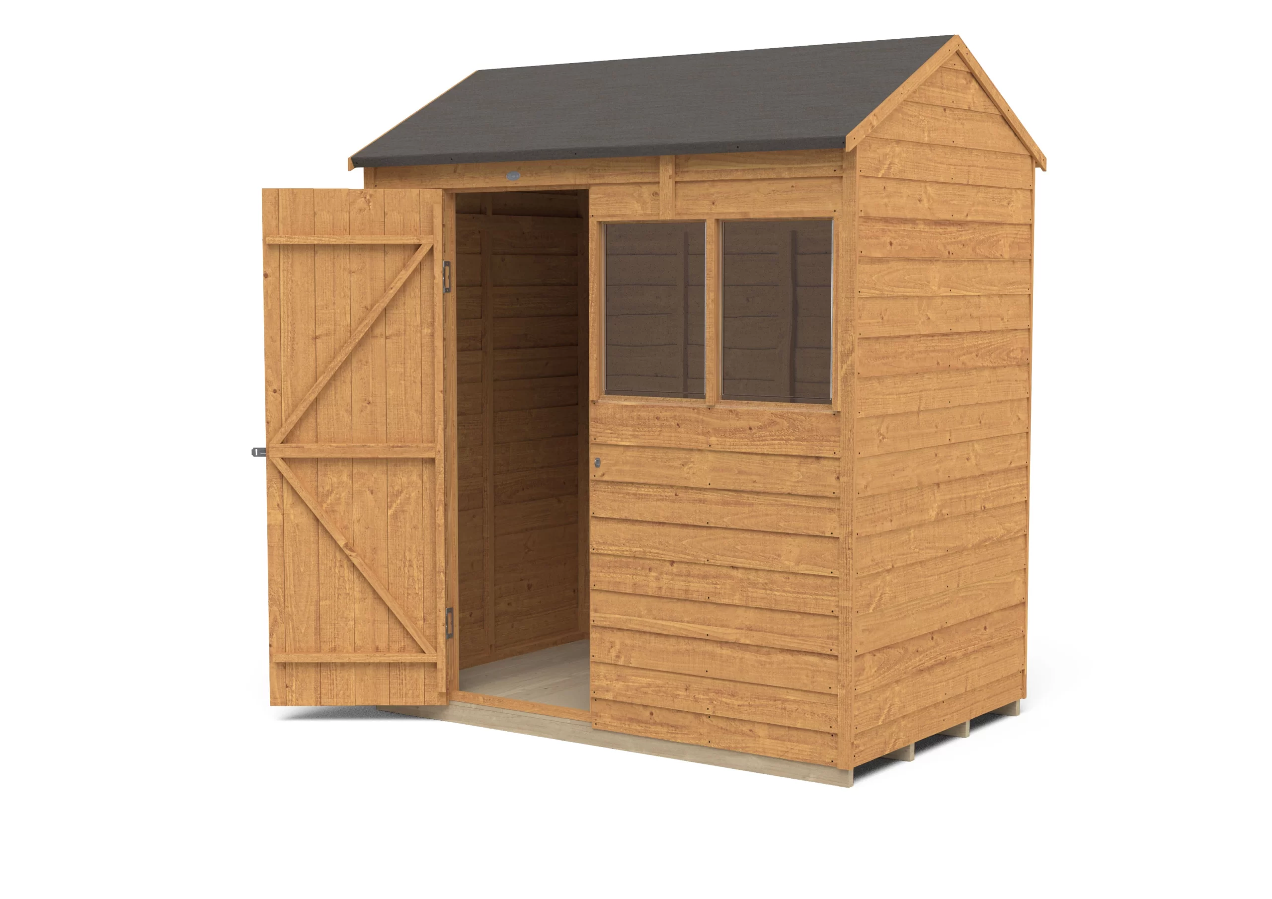 Forest Garden 6x4 Reverse Apex Dip Treated Overlap Wooden Shed With Floor 6 Forest Garden 6x4 Reverse Apex Dip Treated Overlap Wooden Shed With Floor - Image 4
