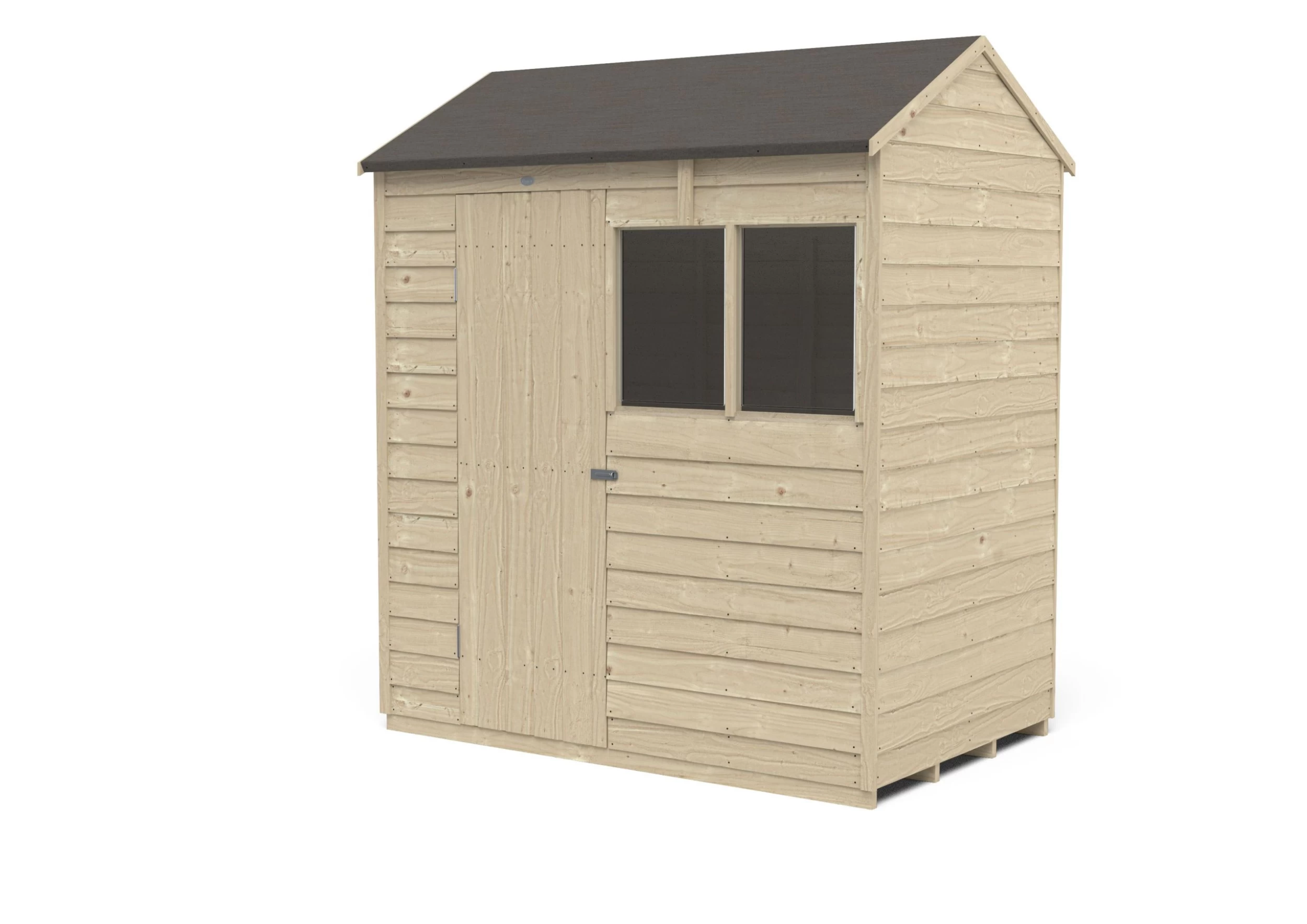 Forest Garden 6x4 Reverse Apex Pressure Treated Overlap Wooden Shed With Floor (Base Included) 5 Forest Garden 6x4 Reverse Apex Pressure Treated Overlap Wooden Shed With Floor (Base Included) - Image 3
