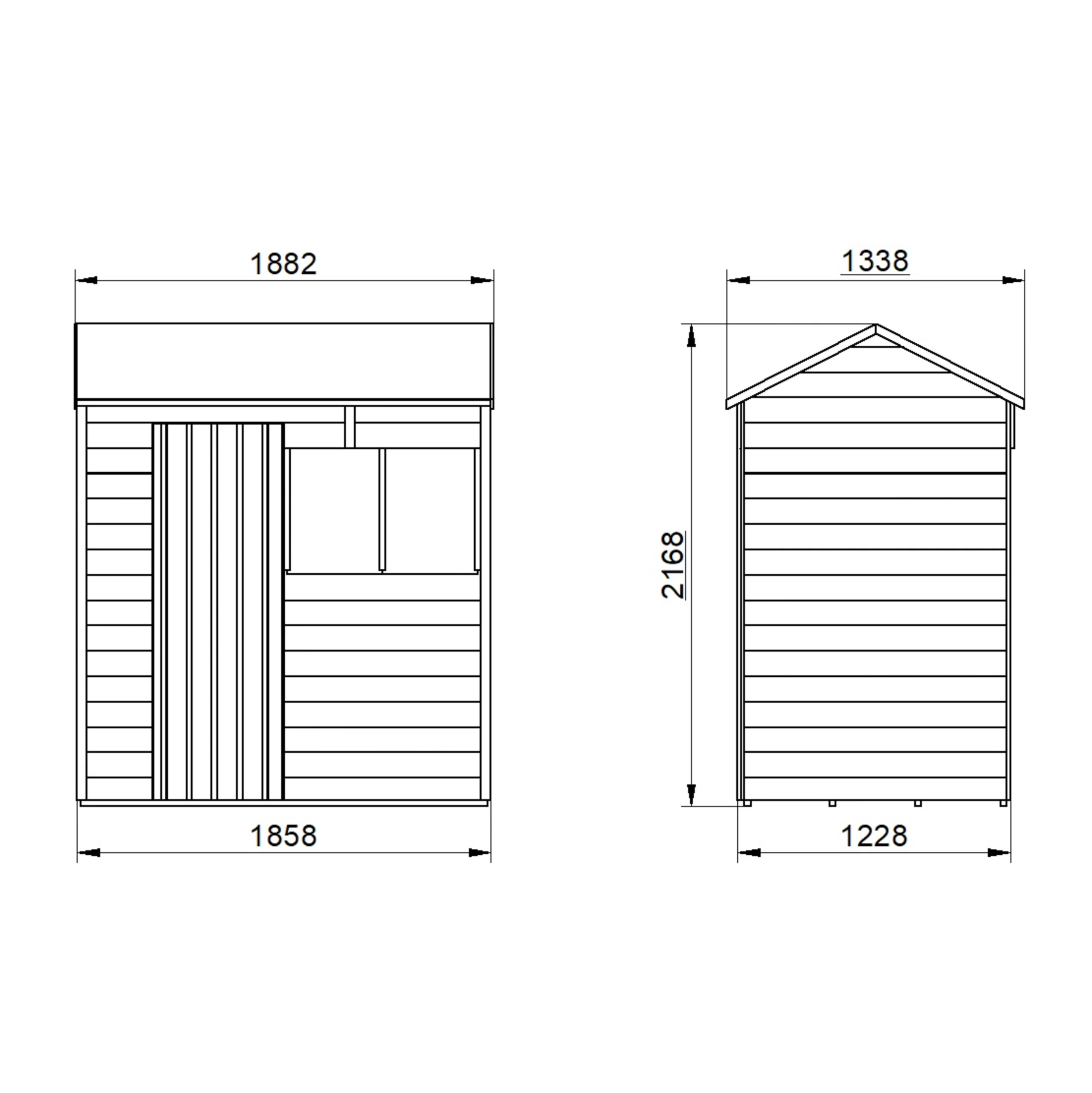 Forest Garden 6x4 Reverse Apex Pressure Treated Overlap Wooden Shed With Floor (Base Included) 9 Forest Garden 6x4 Reverse Apex Pressure Treated Overlap Wooden Shed With Floor (Base Included) - Image 7
