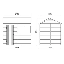 Forest Garden 8x6 Reverse Apex Dip Treated Overlap Wooden Shed With Floor (Base Included) -Gardens and Outdoor Stores forest garden 8x6 reverse apex dip treated overlap wooden shed with floor base included 5013053178225 01t bq
