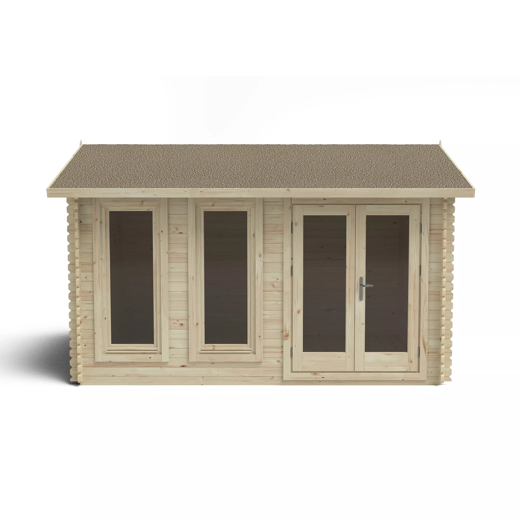Forest Garden Chiltern 4x3 Toughened Glass Pent Loglap Solid Wood Cabin With Double Door 4 Forest Garden Chiltern 4x3 Toughened Glass Pent Loglap Solid Wood Cabin With Double Door - Image 2