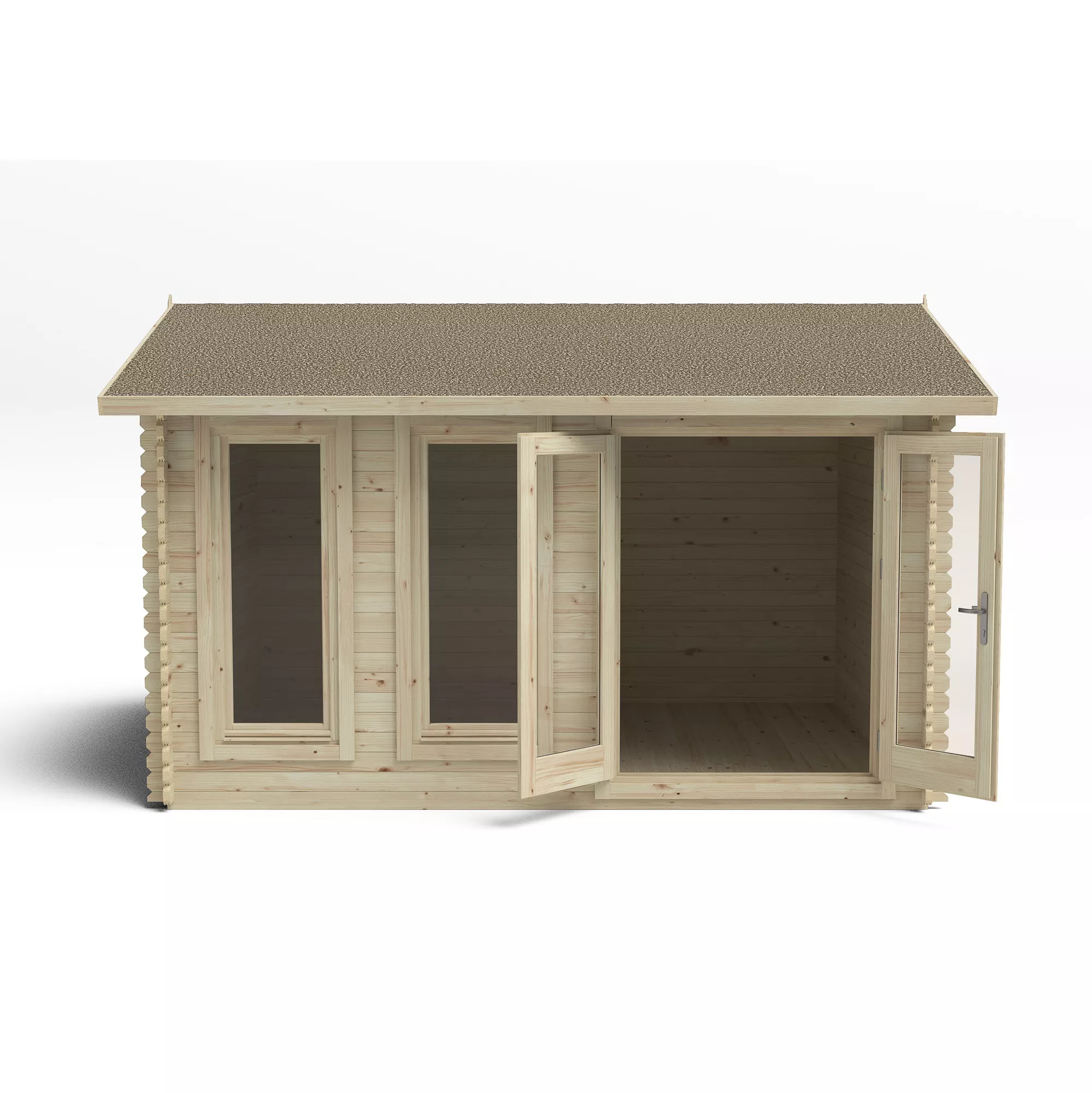 Forest Garden Chiltern 4x3 Toughened Glass Pent Loglap Solid Wood Cabin With Double Door 6 Forest Garden Chiltern 4x3 Toughened Glass Pent Loglap Solid Wood Cabin With Double Door - Image 4