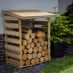 Forest Garden Compact Timber 3x3 Ft Pent Log Store -Gardens and Outdoor Stores forest garden compact timber 3x3 ft pent log store5013053189900 04i