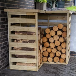 Forest Garden Corner Timber 4x4 Ft Log Store -Gardens and Outdoor Stores forest garden corner timber 4x4 ft log store5013053190005 02i