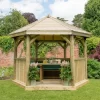 Forest Garden Furnished Hexagonal Gazebo, (W)3.78m (D)3.27m -Gardens and Outdoor Stores forest garden furnished hexagonal gazebo w 3 78m d 3 27m5013053172469 01i
