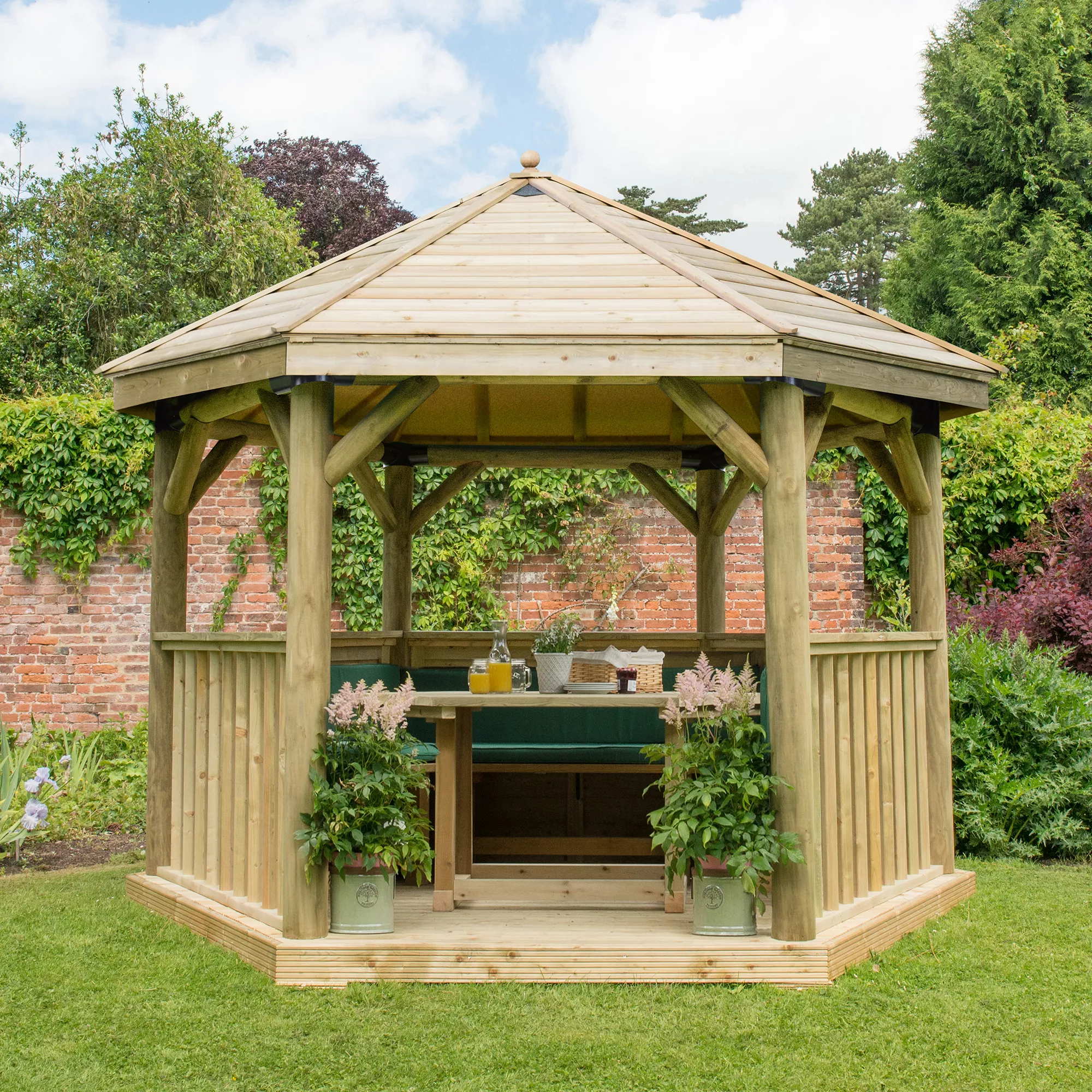 Forest Garden Furnished Hexagonal Gazebo, (W)3.78m (D)3.27m 3 Forest Garden Furnished Hexagonal Gazebo, (W)3.78m (D)3.27m