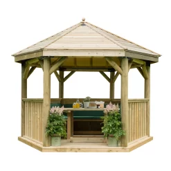 Forest Garden Furnished Hexagonal Gazebo, (W)3.78m (D)3.27m 33 Forest Garden Furnished Hexagonal Gazebo, (W)3.78m (D)3.27m -Gardens and Outdoor Stores forest garden furnished hexagonal gazebo w 3 78m d 3 27m5013053172469 02c bq