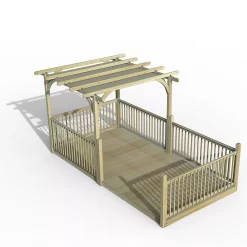Forest Garden Grey Pergola & Decking Kit, X4 Post X5 Balustrade (H) 2.5m X (W) 5.2m - Canopy Included