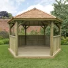 Forest Garden Hexagonal Gazebo With Cedar Roof, (W)4.26m (D)3.69m -Gardens and Outdoor Stores forest garden hexagonal gazebo with cedar roof w 4 26m d 3 69m5013053163405 01i