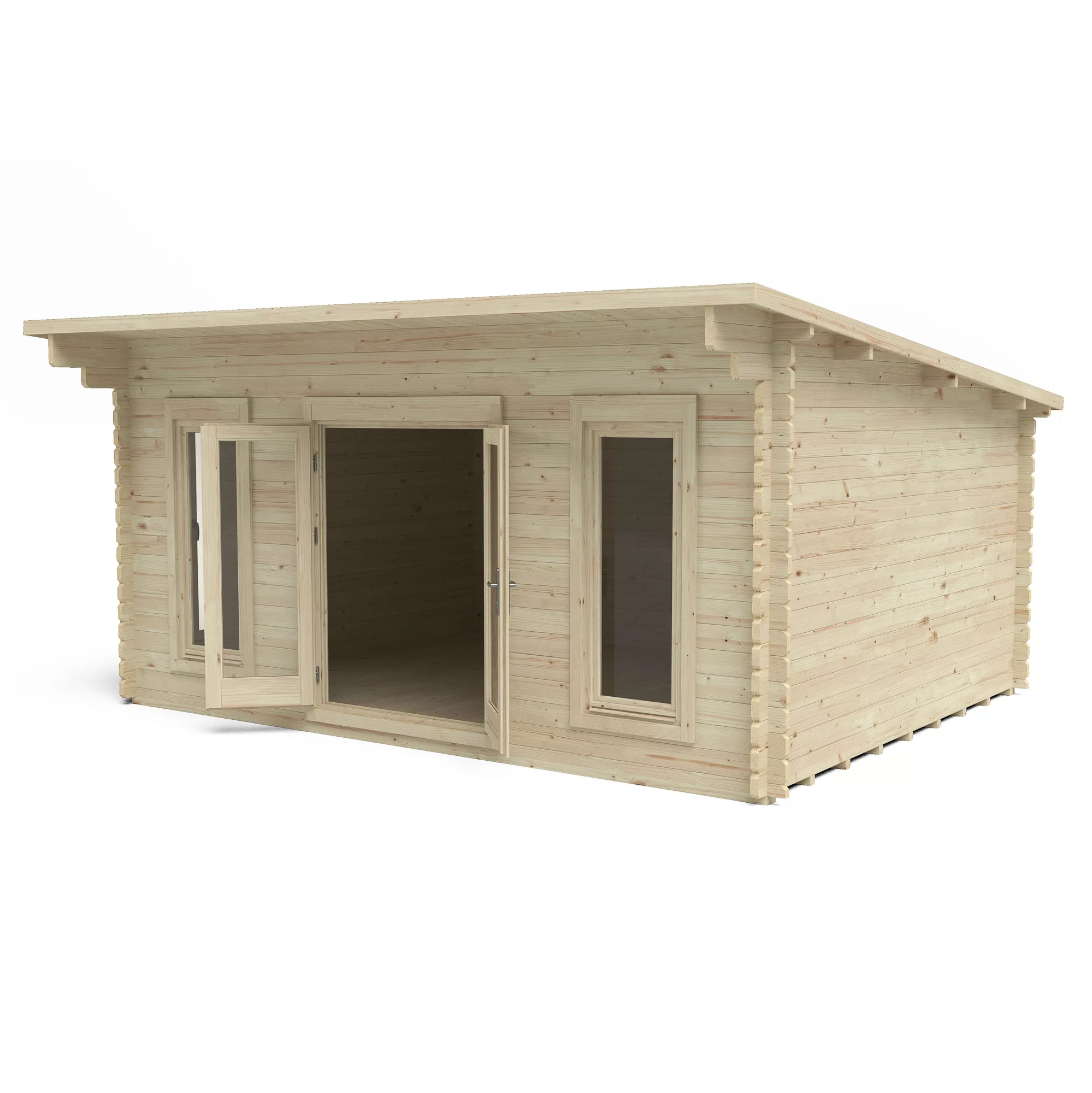 Forest Garden Mendip 5x4 Toughened Glass Pent Loglap Solid Wood Cabin With Double Door - Assembly Service Included 12 Forest Garden Mendip 5x4 Toughened Glass Pent Loglap Solid Wood Cabin With Double Door - Assembly Service Included - Image 10