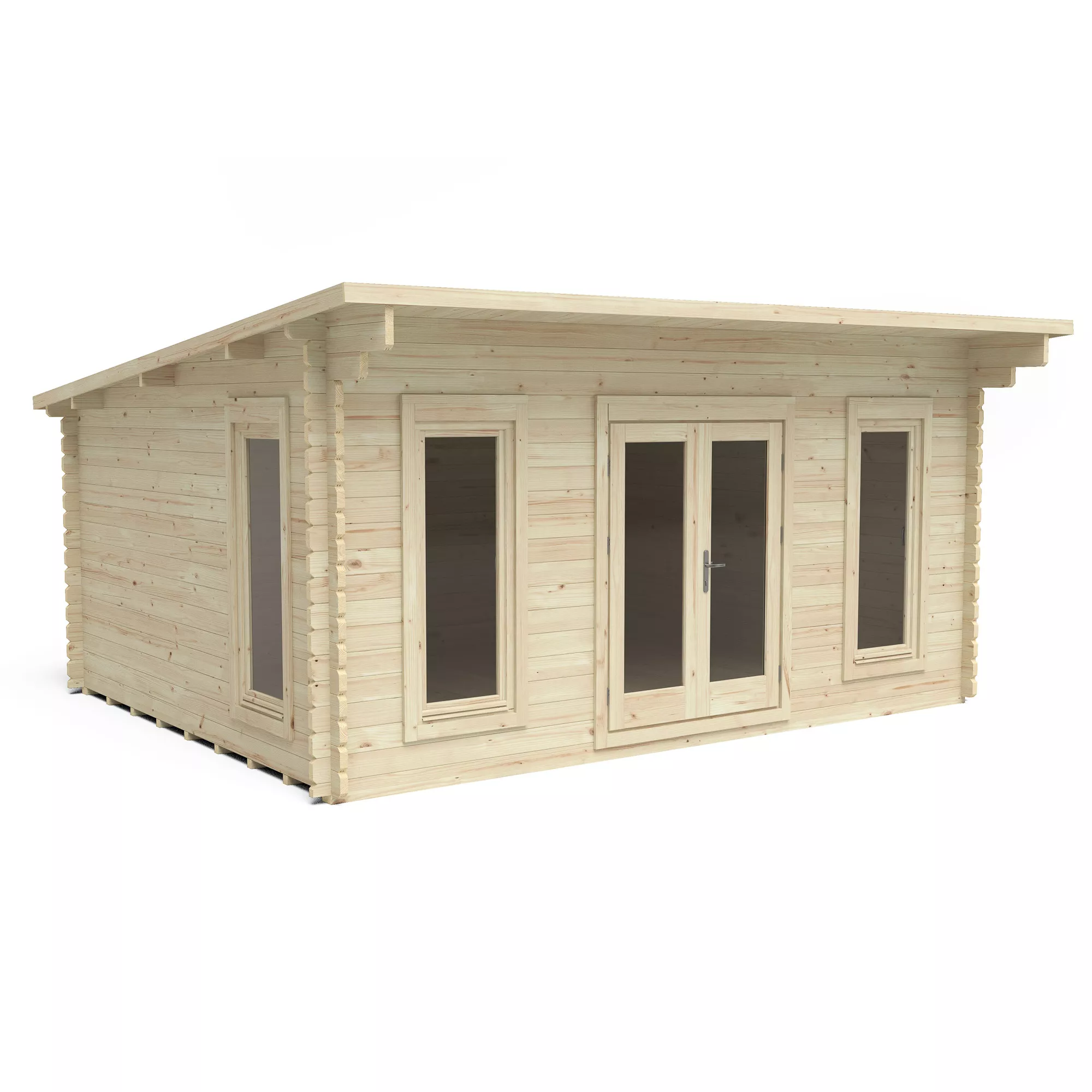Forest Garden Mendip 5x4 Toughened Glass Pent Loglap Solid Wood Cabin With Double Door - Assembly Service Included 4 Forest Garden Mendip 5x4 Toughened Glass Pent Loglap Solid Wood Cabin With Double Door - Assembly Service Included - Image 2