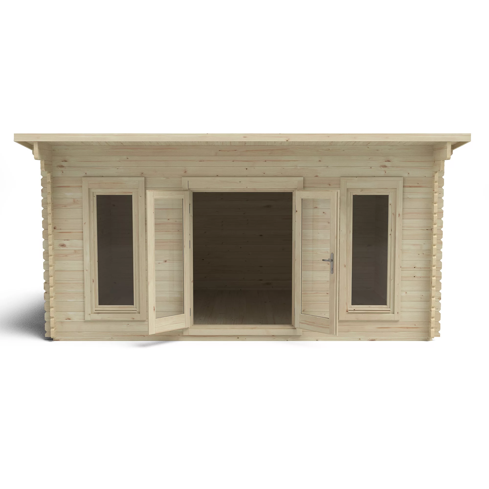 Forest Garden Mendip 5x4 Toughened Glass Pent Loglap Solid Wood Cabin With Double Door - Assembly Service Included 5 Forest Garden Mendip 5x4 Toughened Glass Pent Loglap Solid Wood Cabin With Double Door - Assembly Service Included - Image 3