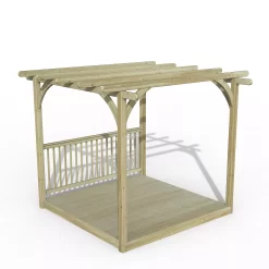 Forest Garden Natural Pergola & Decking Kit, X4 Post X1 Balustrade (H) 2.5m X (W) 3m