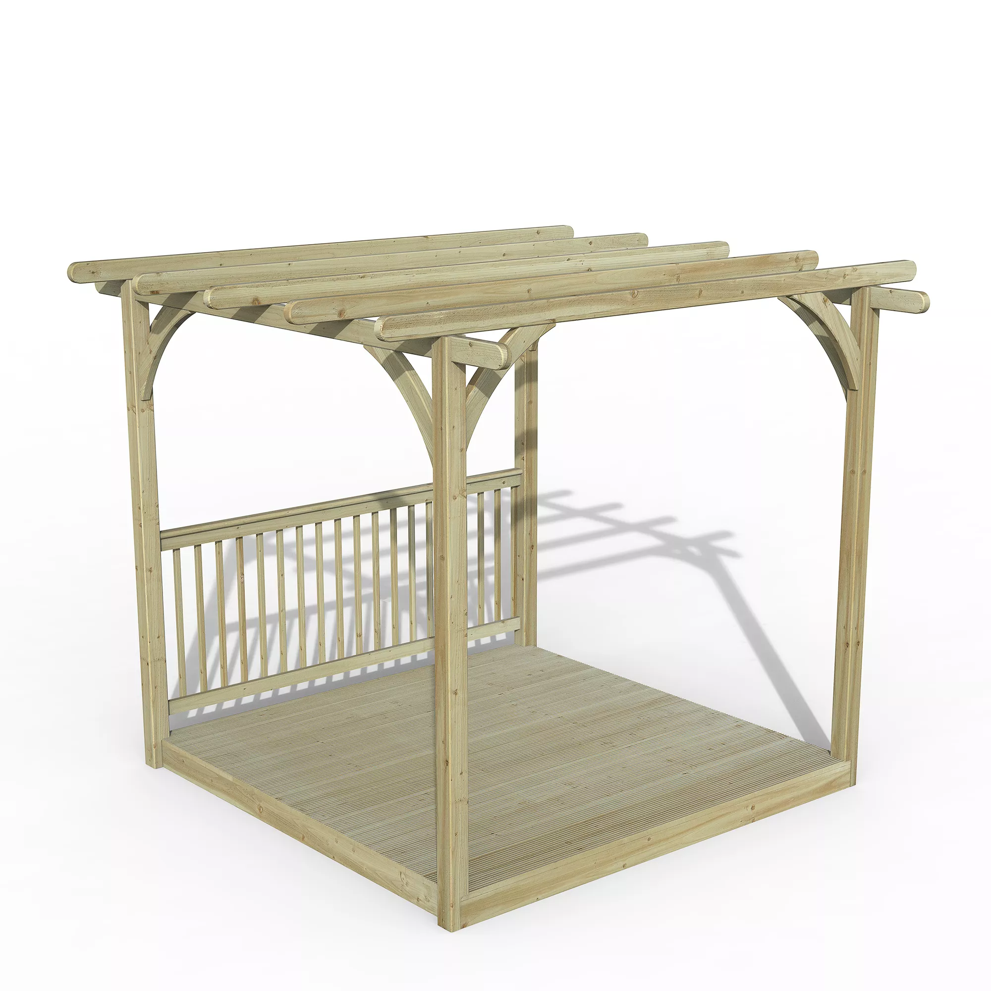 Forest Garden Natural Pergola & Decking Kit, X4 Post X1 Balustrade (H) 2.5m X (W) 5.2m 3 Forest Garden Natural Pergola & Decking Kit, X4 Post X1 Balustrade (H) 2.5m X (W) 5.2m