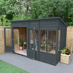 Forest Garden Oakley 10x6 Pent Overlap Solid Wood Summer House With Double Door - Assembly Service Included -Gardens and Outdoor Stores forest garden oakley 10x6 pent overlap solid wood summer house with double door assembly service included5013053188682 02i bq