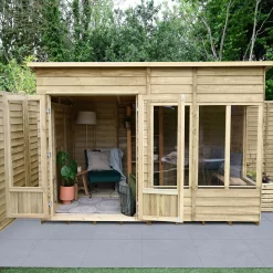Forest Garden Oakley 10x6 Pent Overlap Solid Wood Summer House With Double Door - Assembly Service Included -Gardens and Outdoor Stores forest garden oakley 10x6 pent overlap solid wood summer house with double door assembly service included5013053188682 03i bq